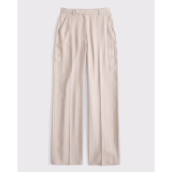 ABERCROMBIE & FITCH Drapey Tailored Wide Leg Pant Sand Sz M Long NWT {W38} - Picture 3 of 5